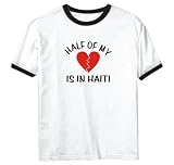 T-Shirt Ringer White  Half Of My Haiti  Country
