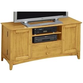 Hawthorne Wide screen Tv Stand With Media Storage Doors, 53W, OAK by Home Decorators Collection