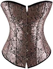 Light Gold Patterned Strapless Corset With Front Fastening Busk,Medium