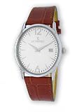 Le Chateau Men's 2672M_WHT Index Markings Dial with Date and Leather Band Watch