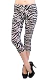 Vivians Fashions Capri Leggings - Zebra Print, Regular and Plus Size