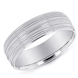 14K White Gold Ribbed Diamond Band