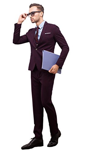 POSHAWN Men's Slim Fit Notch Lapel Three Piece Suit Set XXX-Large