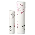 Cylinder Vases - Pink/ Black Flower
