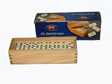 Double Six Dominoes with Spinners in Wood Box with Slide Lid
