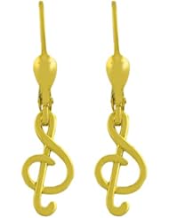 14 Karat Yellow Gold G-clef Leverback Dangle Earrings