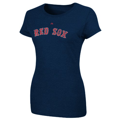 MLB Dustin Pedroia Boston Red Sox Women's Short Sleeve Crew Neck Tee (Ath Navy Heather, Medium)