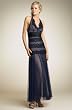 BCBG NAVY TULLE LACE BAND LONG HALTER DRESS NEW 4