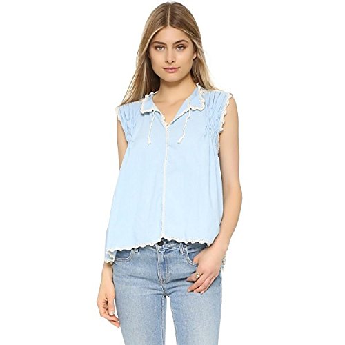 CAROLINA K(カロリーナ　ケー) レディース カットソー Oaxaca Hand Embroidered Top Light Bl [並行輸入品]