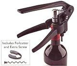 Screwpull Lever Model with Foil Cutter and Replacement Screw, Black