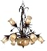 Kenroy Home 90799AT Blossom Ten-Light Chandelier, Aruba Teak with Amber Iridescent Gl...