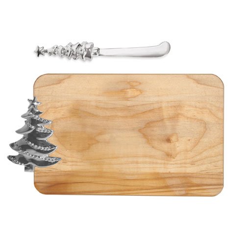 Christmas Tree Handled Cheese Board and Spreader Set