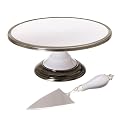 Porcelain and Silver Cake Plate and Server