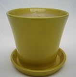 Praktischer Pflanztopf / Übertopf mit Untersetzer H: 14 cm B: 13cm Fb. gelb / marmoriert