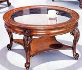 Slight Destressed Finish Round Glass Top Coffee Table By Coaster Furniture