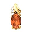 14K Yellow Gold Mexican Fire Opal and Diamond Pendant