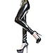 Angelina Gun Metal Liquid Leggings, Shiny Wet Metallic Black, Large Size
