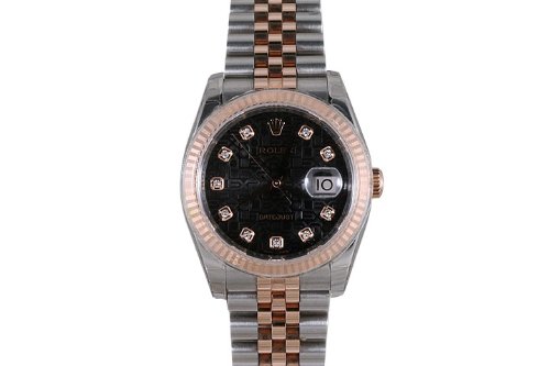 Rolex Mens 2 Tone Datejust Rose Gold