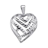 Aloha Heart Pendant in 14K White Gold - Large