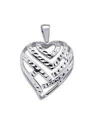 Aloha Heart Pendant in 14K White Gold - 30mm
