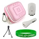Non-OEM Flip UltraHD Video Camcorder Pink Airform Hard Shell Carrying Case with White Car and Home-Wall Chargers, Tripod and Screen Protector (Flip Ultra NOT included)