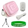 Non-OEM Flip UltraHD Video Camcorder Pink Airform Hard Shell Carrying Case with White Car and Home-Wall Chargers, Tripod and Screen Protector (Flip Ultra NOT included)