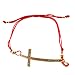 Red Sideways Cross Bracelet with Heart Charm, Red with Rhinestones, Bling Bling