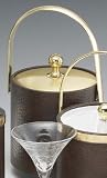 Review Kraftware  / Kraftware 64154 Crocodile Cognac with Brushed Brass 3 Quart Ice Bucket with Track Handle and Metal Cover