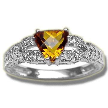Buy .04 CT 6MM TR CITRINE LADIES WHITE GOLD FILIGREE RING by Rubin Arthur and Co.