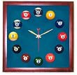 12in Square Billiard Clock Cherry & Std Green Mali Felt