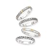 925 Silver & Diamond Stackable Rings with 18k Gold Accents (0.15ctw) SET of 4- Sizes 6-8