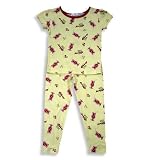 B.T. Kids - Girls 2-Piece Short Sleeved Cotton Pajama Set, Yellow, Red