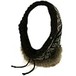 Faux Fur Hoodie Pullover Headscarf Knit Loop Neckwarmer Scarf Ski Hat Black with Gray