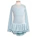 ChloeNoel Girls Light Blue Velvet Long Sleeve Ice Skating Dress 4-Adult M