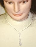 White Pearls and Crystals on Sterling Sliver Chain Necklace and Matching Ear Rings for Women and...