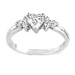 Lovely Solid Sterling Silver Cubic Zirconia Rhodium Plated Rings with Heart Shaped Center Stone