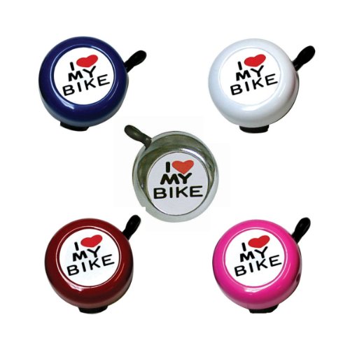 I Love My Bike Bicycle Bell in Chrome, Red, Blue, Pink, or White