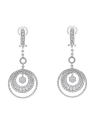 14k White Gold 3.14 Carat Diamond Circle Drop Earrings