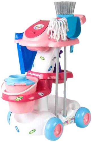 Coloma 90345-37 - Putzwagen Baby Princess mit 6 Zubeh&ouml;rteilen, wei&szlig;, rosa, blau