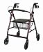 ^Rollator W/dual Brakes, Burgundy,very-lite W/four-wheels-aluminum with Basket and Padded Seat Capacity