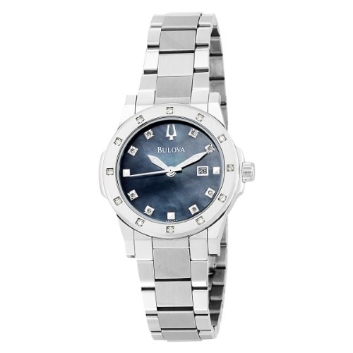 Bulova Women's 96R125 20 Diamond Black Mother of Pearl Dial Bracelet Watch