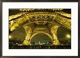 Line of Tourists Queuing Under Eiffel Tower at Night, Paris, France Movies Framed Photographic Poster Print by Kevin Levesque, 29x21
