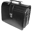 Mancini Lawyer Black Triple Compartment Leather Laptop Briefcase