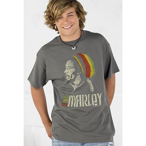 Zion Rootswear Bob Marley Rasta T-Shirt CHARCOAL GREY Md