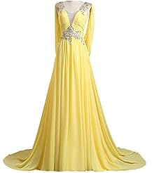 A-line V-neck Chiffon  Lace  Evening Dress/Pageant Dress/Prom Dress/Wedding Party Dress  With Rhinestones and Ruffles