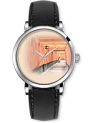 SPRAWL Aanalog Fashion Series Silver Ladies Watches of Genuine Black Leather Strap,Unique Wrist Watch for Women Girls Designed with Dead end