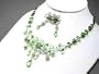 Spring Green Rhinestone Flower and Vines Necklace and Earrings Set