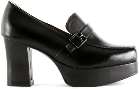 Voivoila Womens Belt Details Chunky High Heel Platforms Shoes Black (US 5)