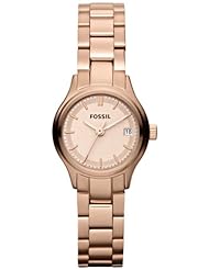 FOSSIL Womens ARCHIVAL Mini Rose Gold-Tone All Stainless Steel Calendar Bracelet Watch ES3167