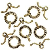 Real Gold Plated Fancy Toggle Clasps Antiqued 13.5mm (5)